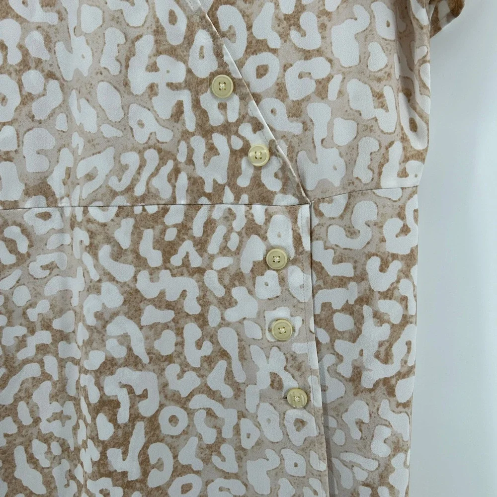 Ann Taylor Factory Tan Leopard Faux Wrap Midi Dress 16 Career Neutral Formal